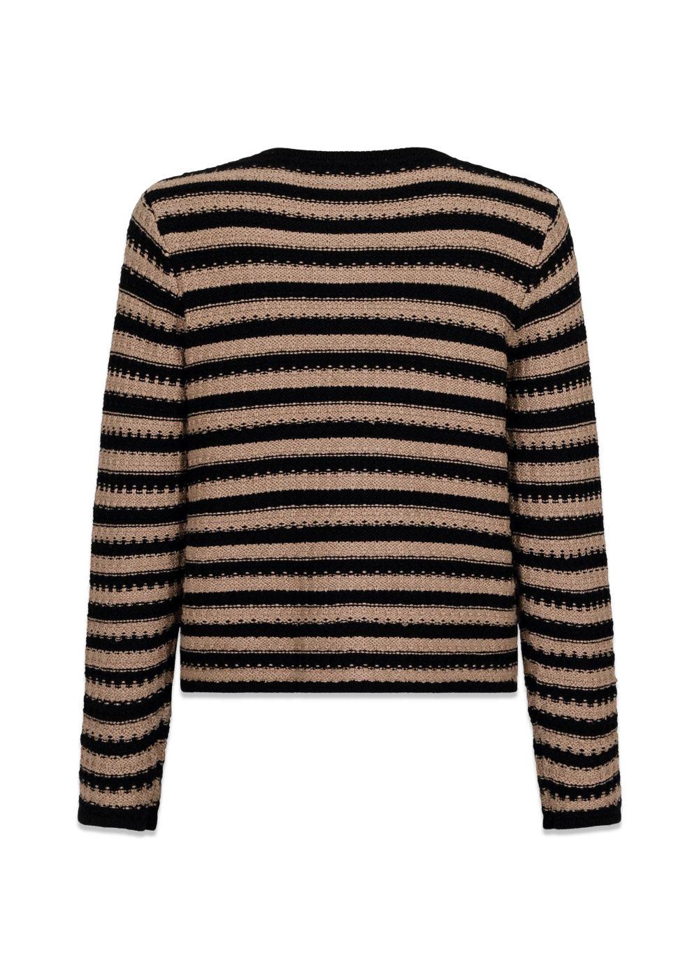 Limone Stripe Knit Jacket - Taupe - Image 4