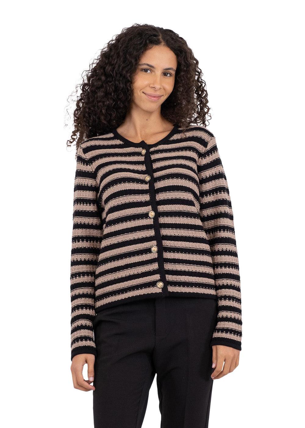 Limone Stripe Knit Jacket - Taupe - Image 5