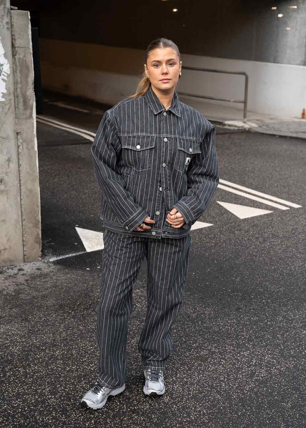 W Orlean Jacket - Orlean Stripe, Black / White Stone Washed - Image 2