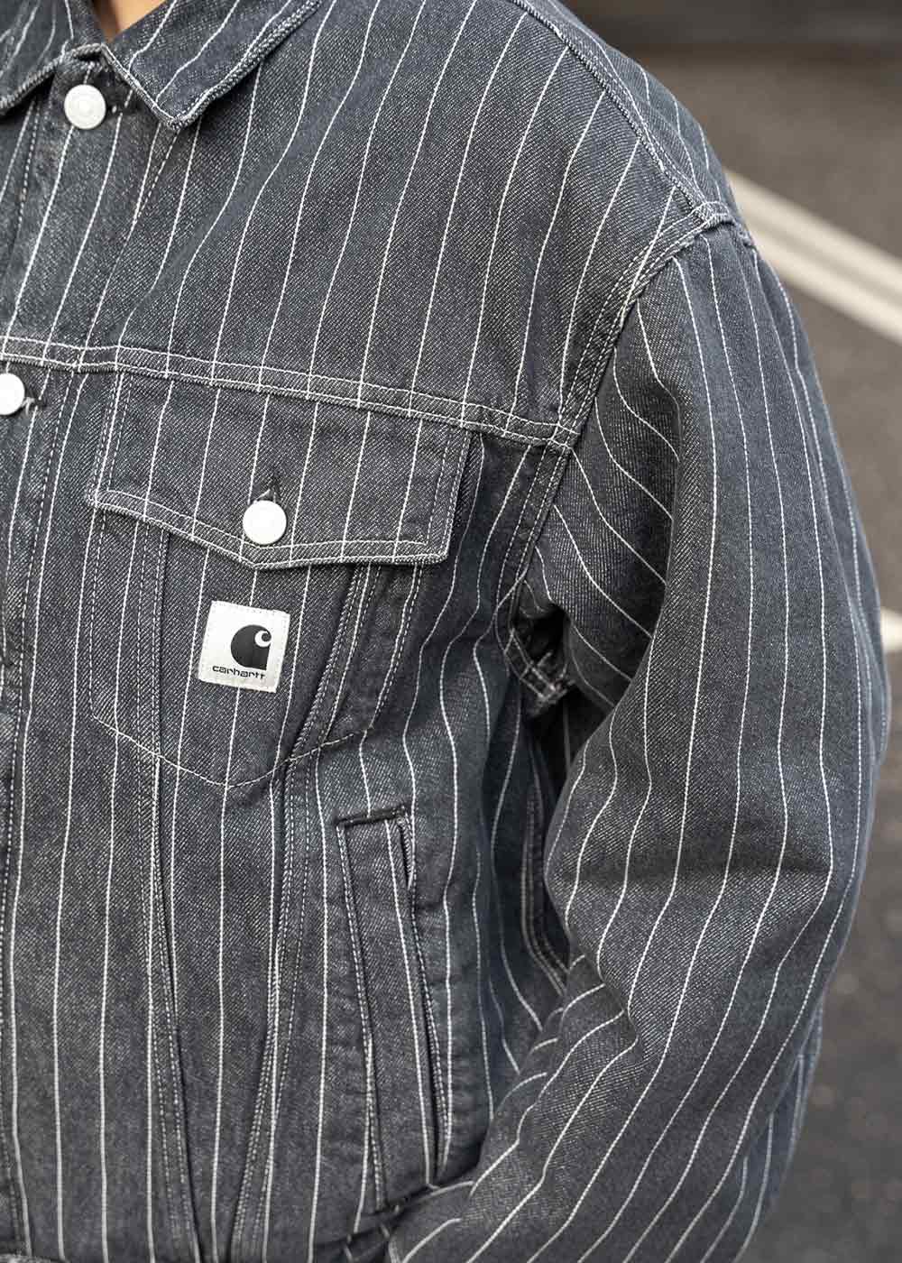W Orlean Jacket - Orlean Stripe, Black / White Stone Washed - Image 3