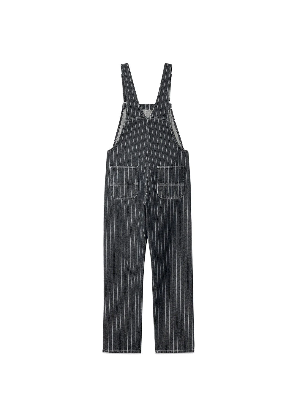 W Orlean Bib Overall Straight - Orlean Stripe, Black / White Stone Washed - Image 2