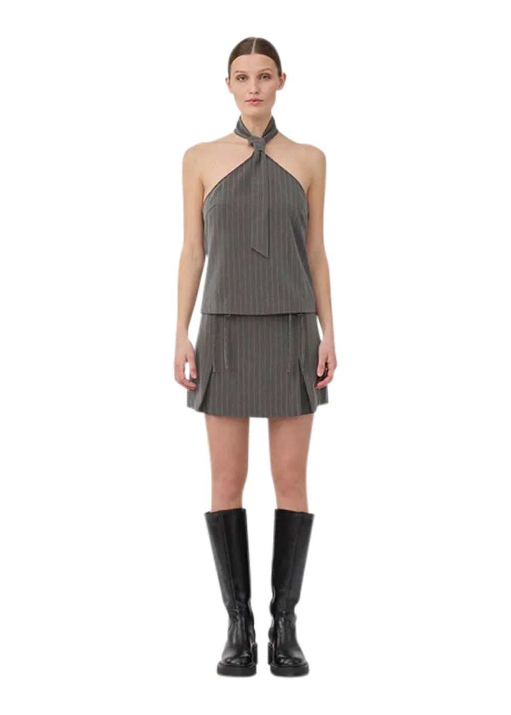 EmiliaMD tie top - Grey Pinstripe - Image 3