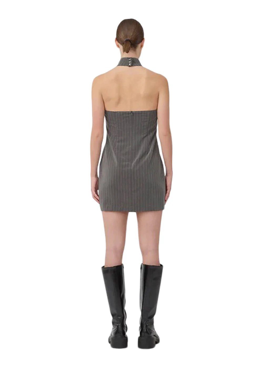 EmiliaMD halterneck dress - Grey Pinstripe - Image 4