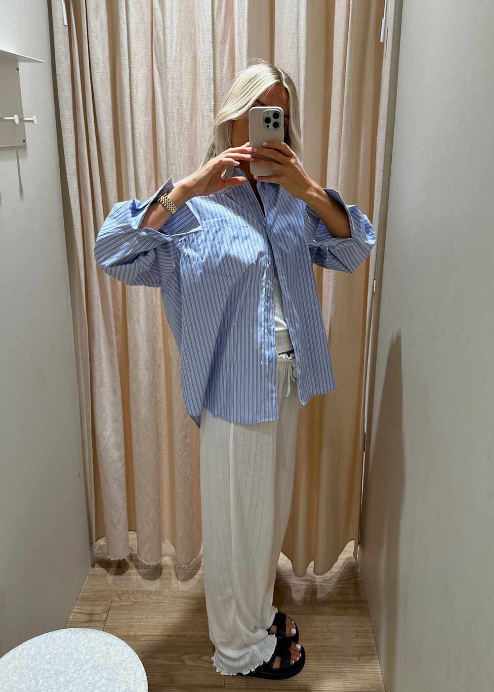 Dalma Stripe Stone Shirt - Blue - Image 3
