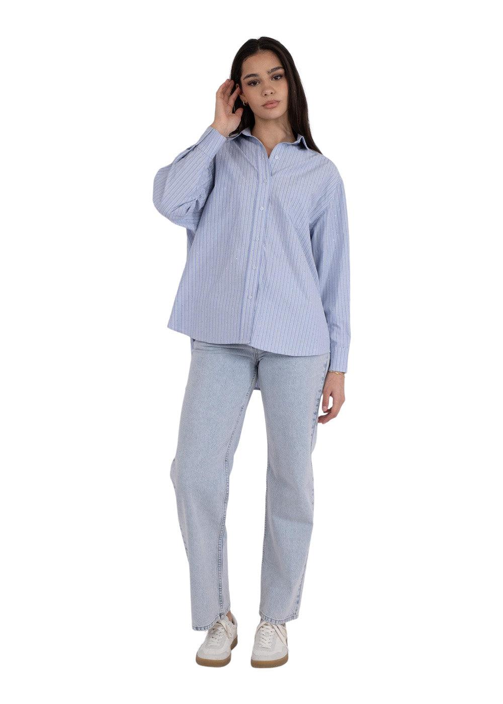 Dalma Stripe Stone Shirt - Blue - Image 5