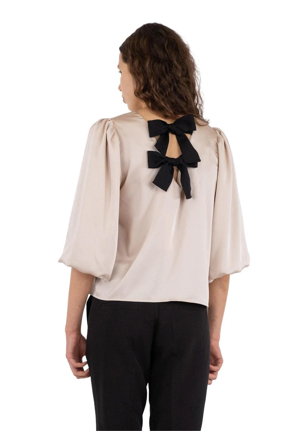 Lorraine Soft Satin Blouse - Champagne - Image 4