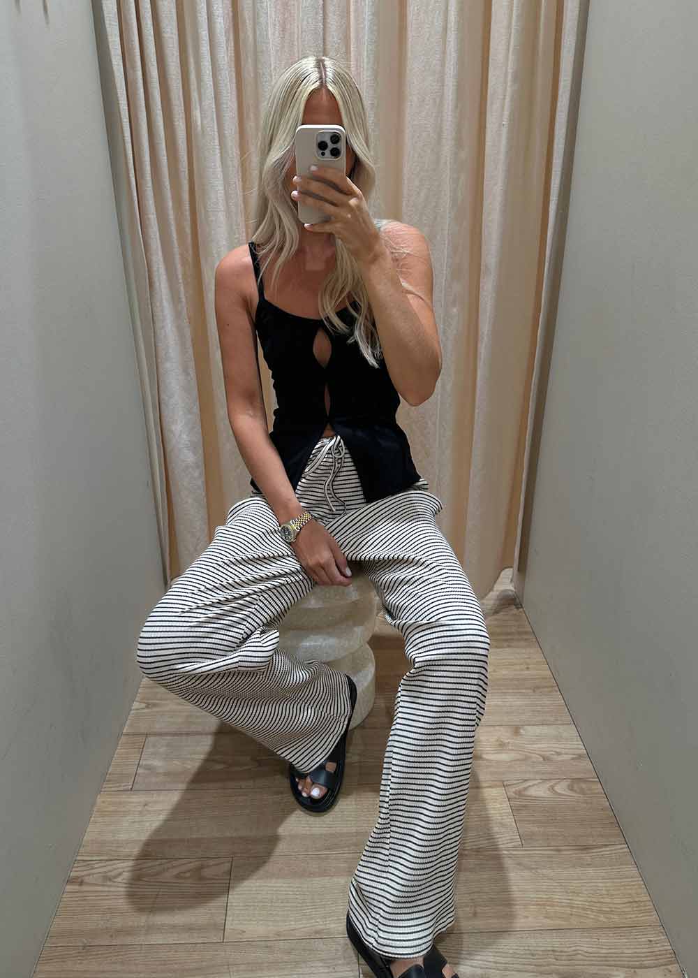 Geri Stripe Pants - Sand - Image 2