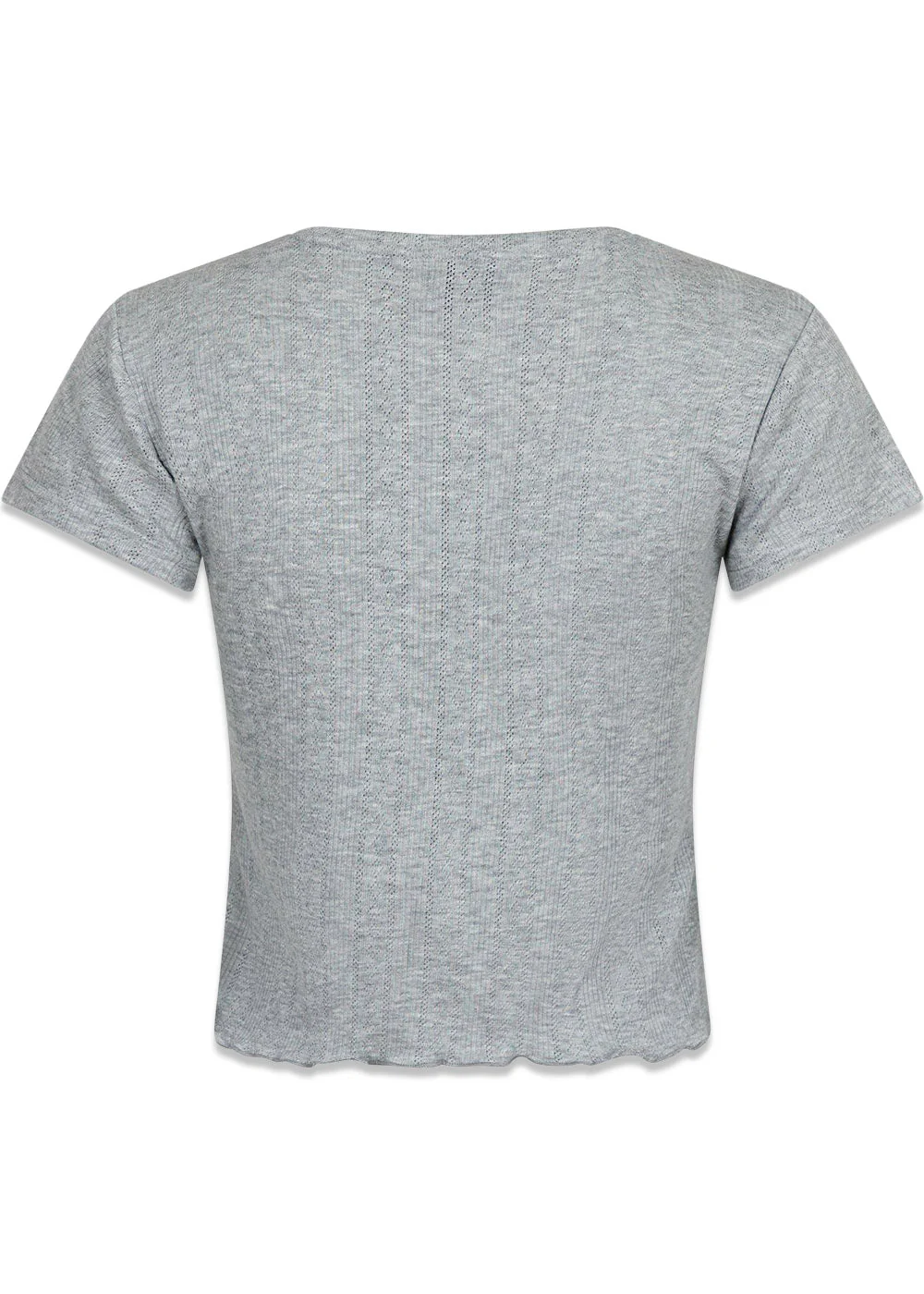 Lonnie Pointelle Top - Light Grey - Image 2