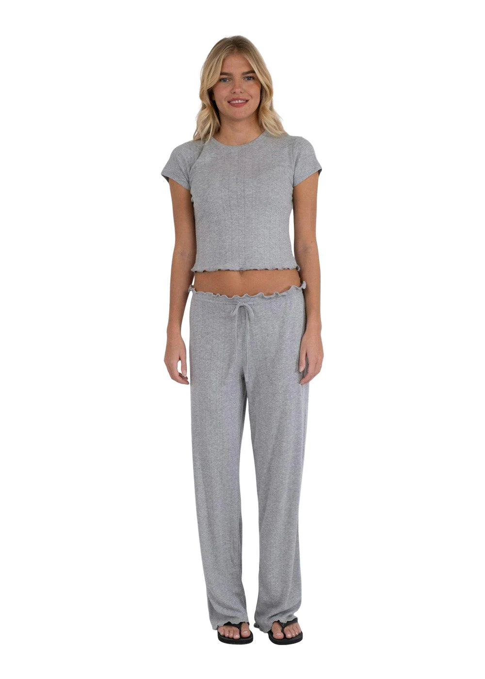Lonnie Pointelle Top - Light Grey - Image 3