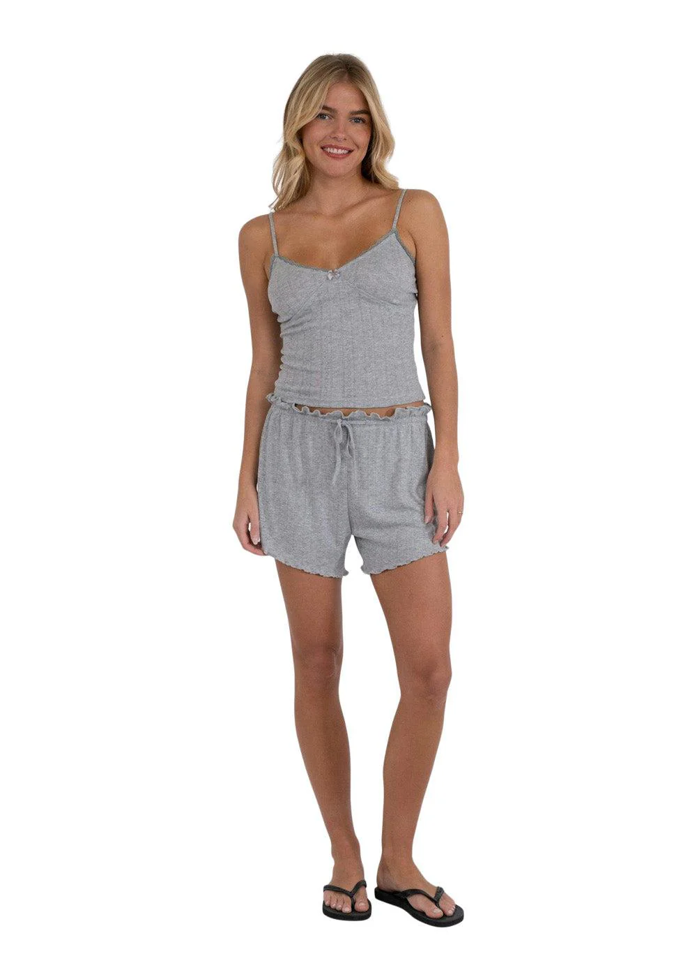 Merritt Pointelle Shorts - Light Grey - Image 3