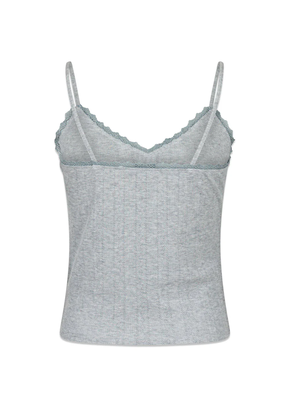 Lindsay Pointelle Top - Light Grey - Image 2