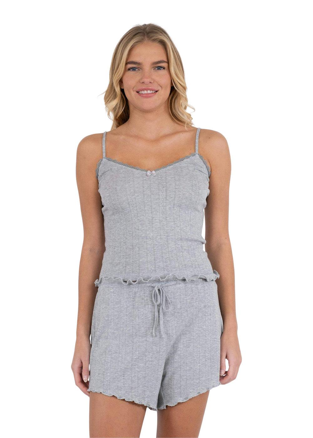Lindsay Pointelle Top - Light Grey - Image 3