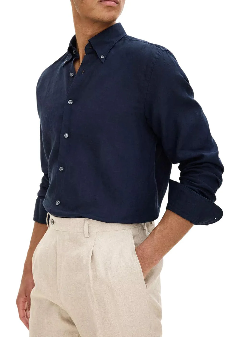 Regular Fit Signature Linen - Navy - Image 3