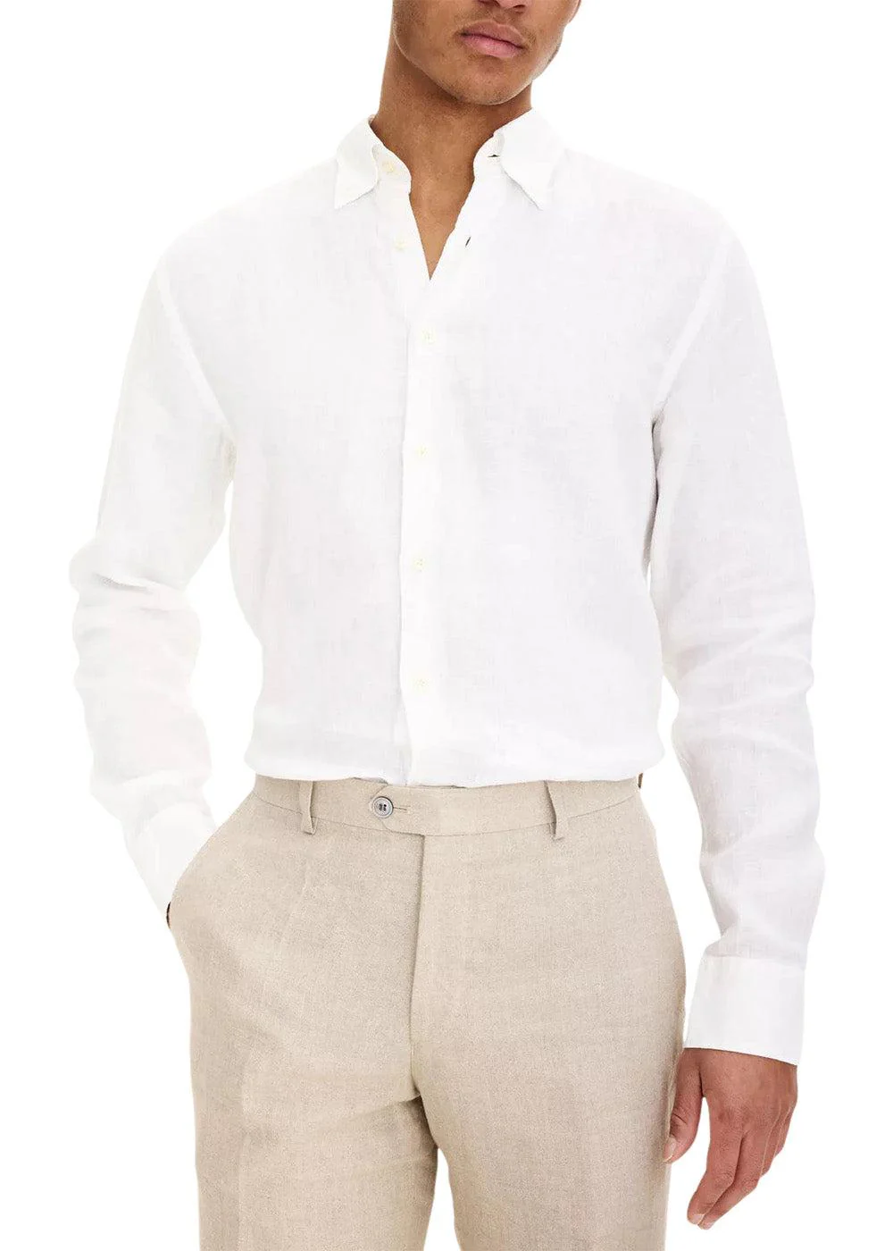 Regular Fit Signature Linen - Optical White - Image 3