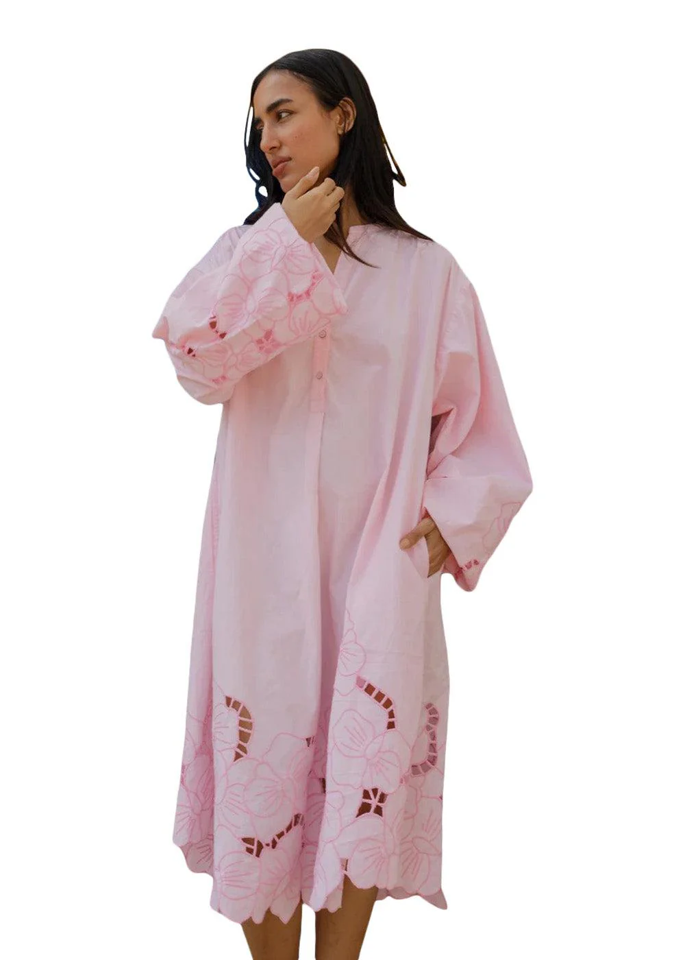 Coral Organic Cotton Dress - Cherry Blossom - Image 3