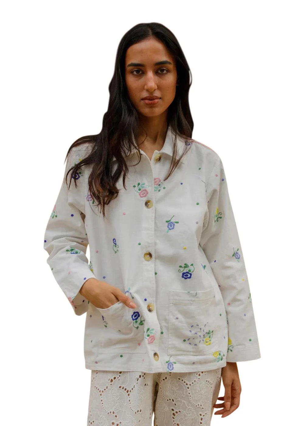 My Organic Cotton Jacket - White Flower - Image 3