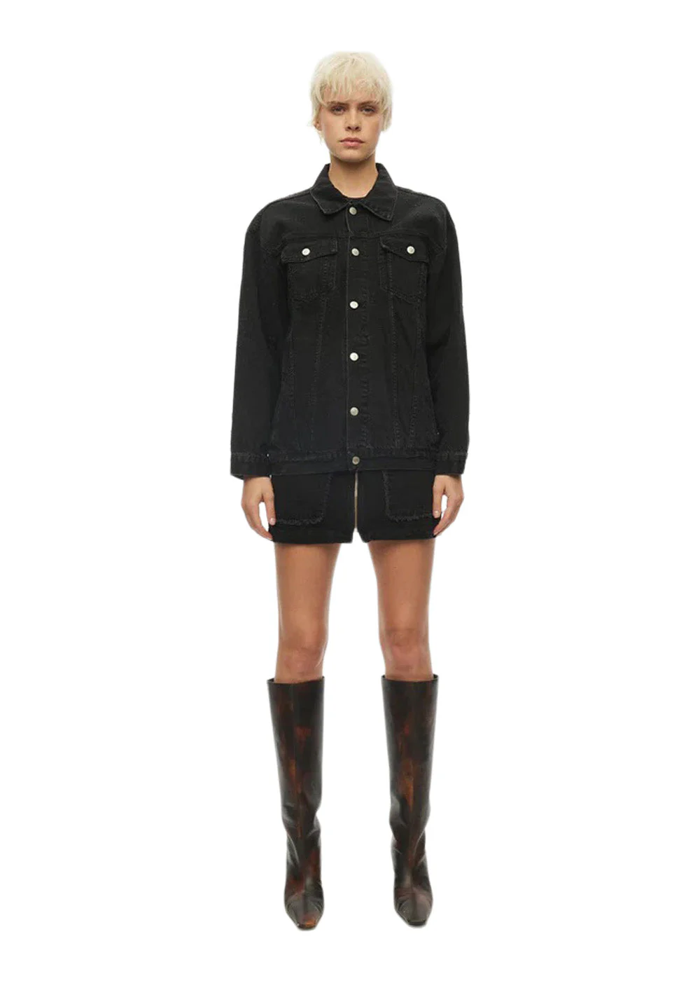 Limit Denim Jacket 0109 - Black Distressed - Image 4