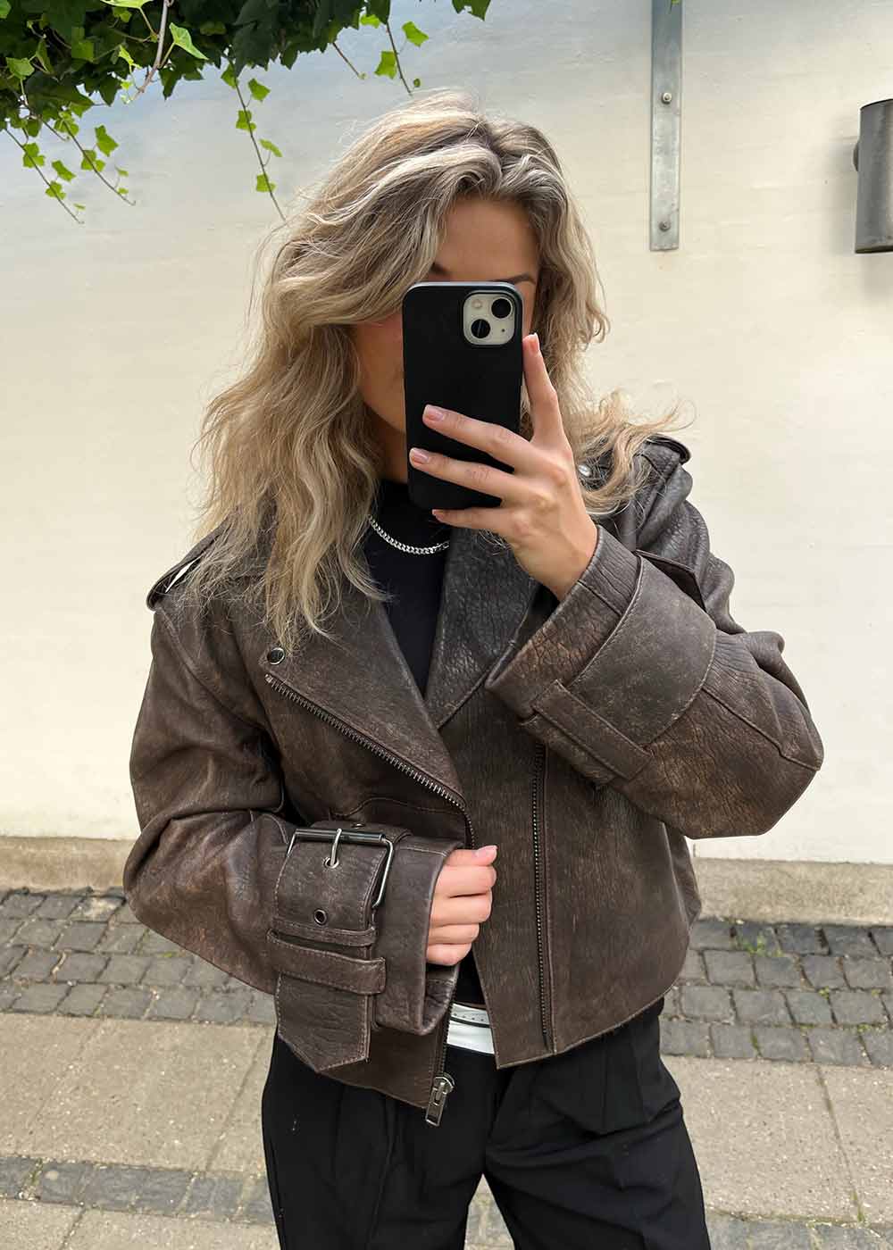Rock Biker Jacket - Used Dark Brown - Image 2