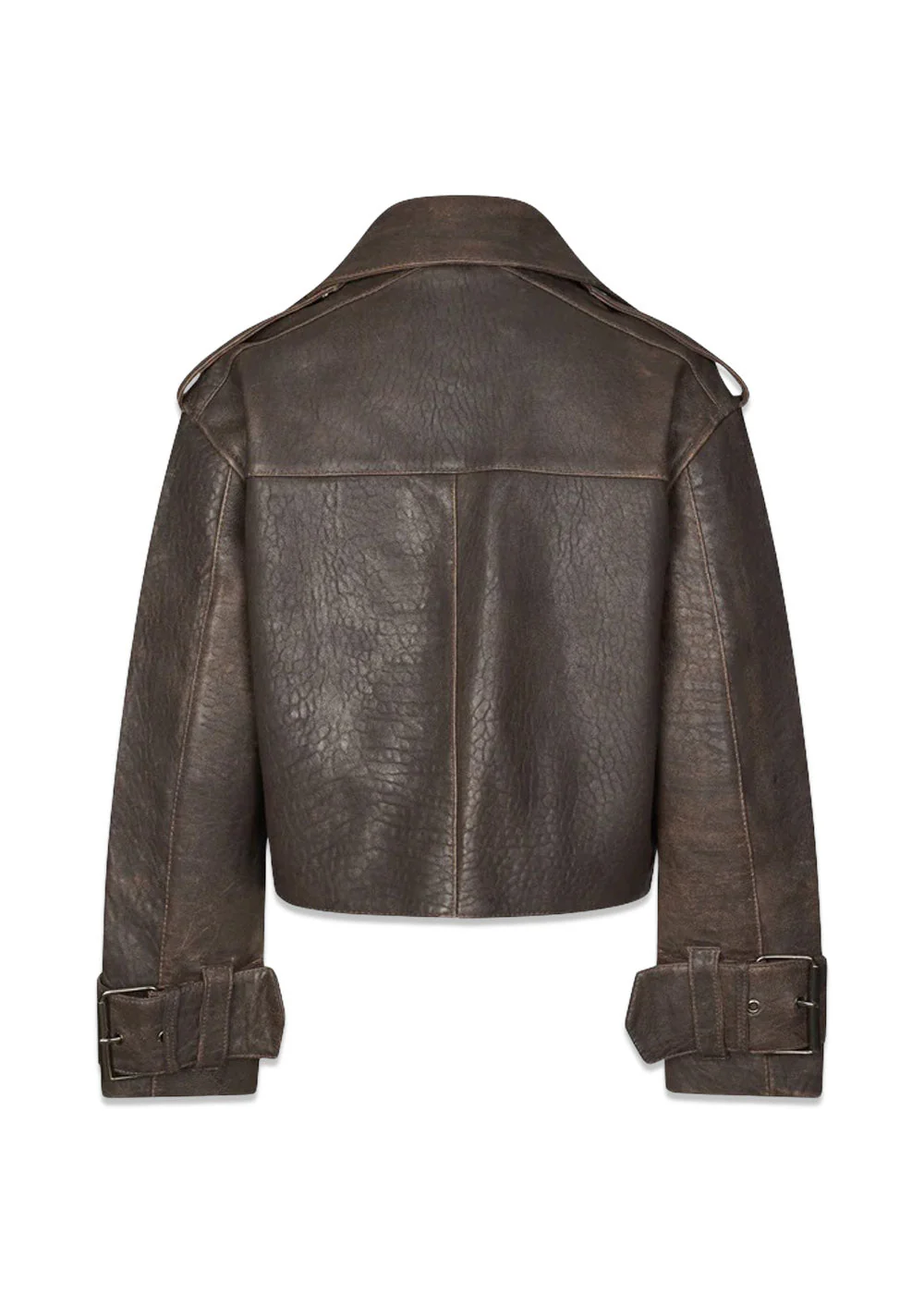 Rock Biker Jacket - Used Dark Brown - Image 4