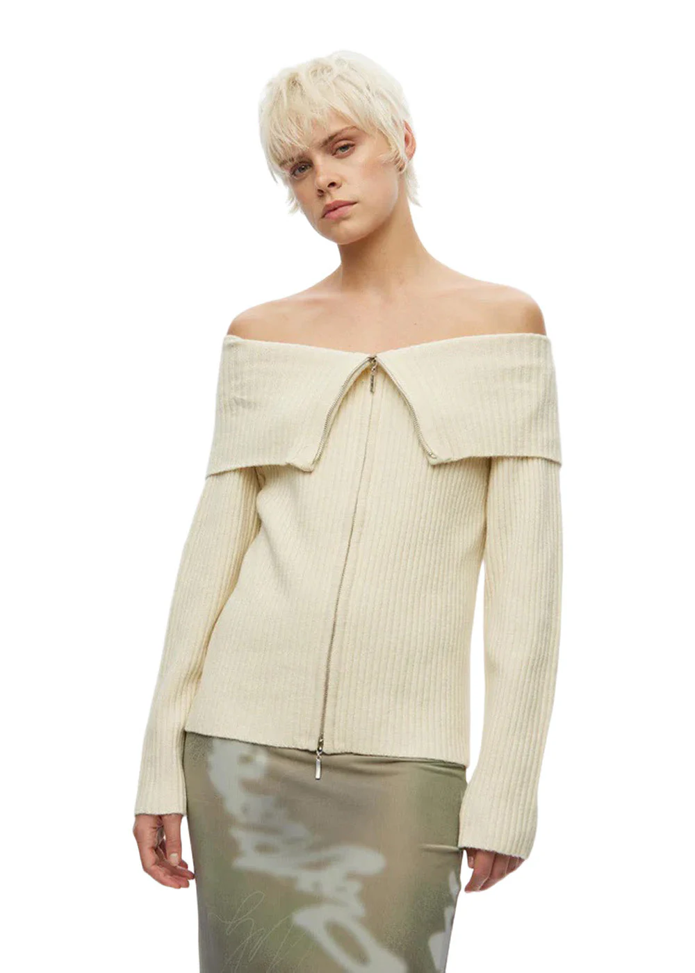 Fave Zip Cardigan - Off White - Image 3