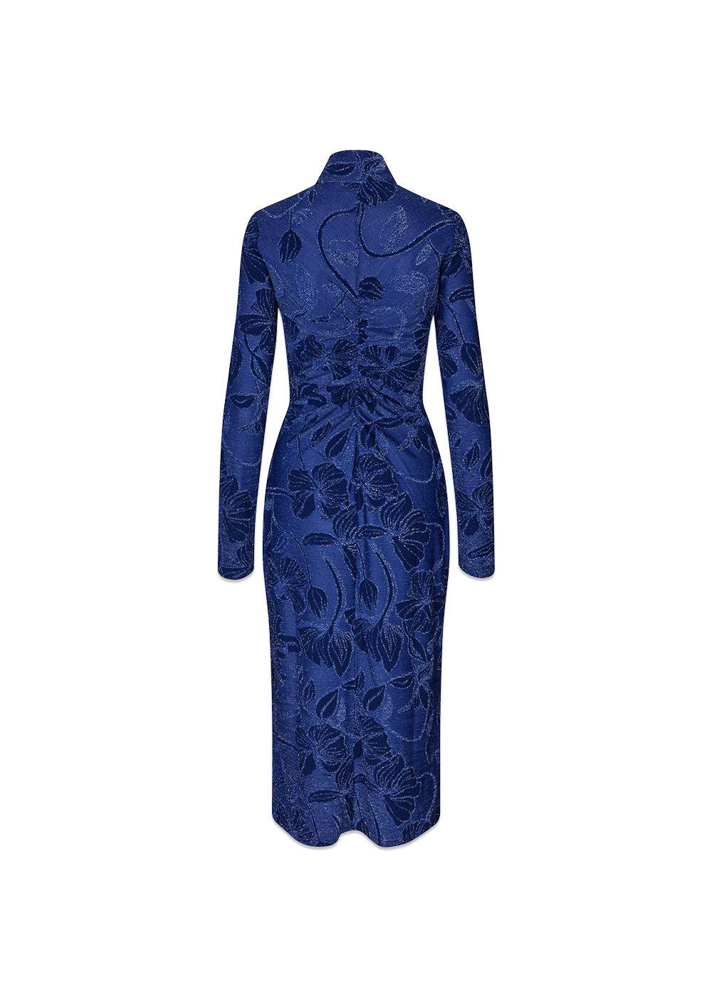 Gathered Long Sleeve Midi Dress - Fine Line Poppies - Image 3