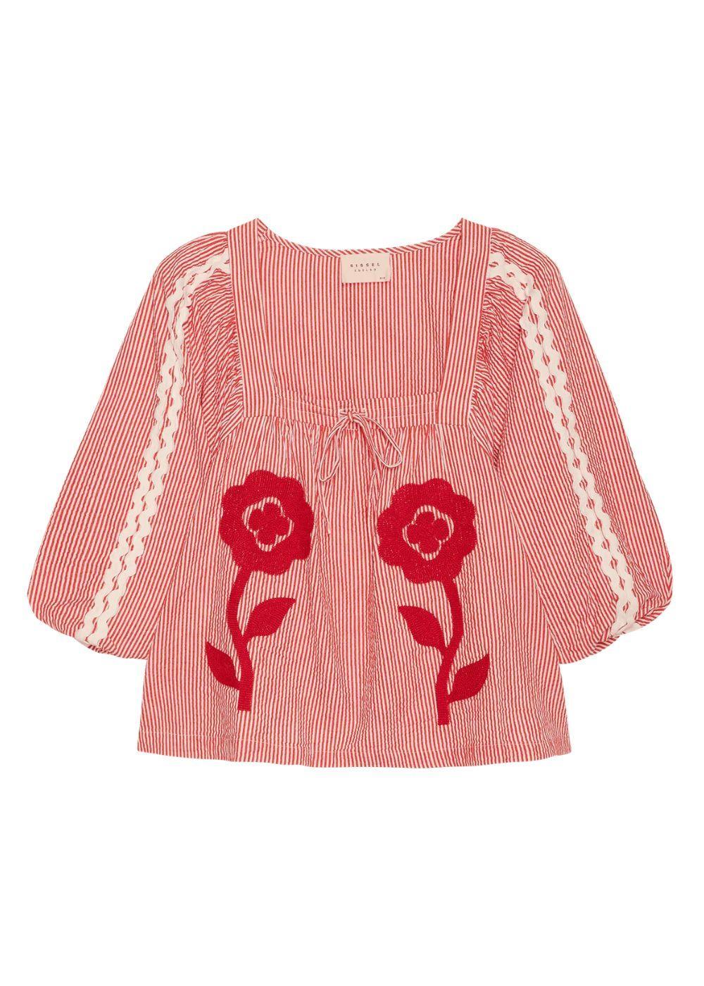 Abelone Top - Red Flower