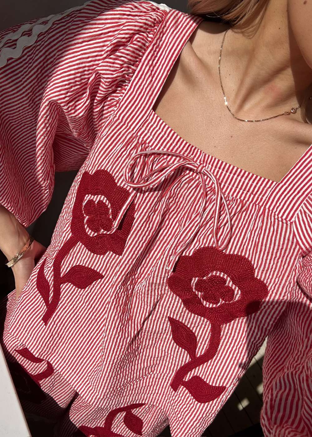 Abelone Top - Red Flower - Image 5