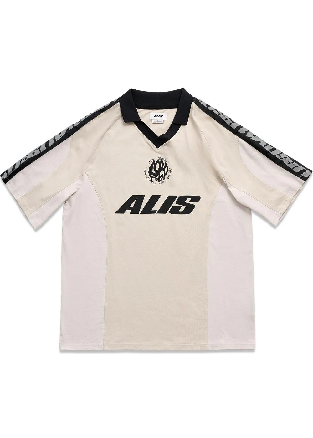 ALAIN POLO W/ GRAPHIC & LOGOBAND - Sand / Antartica Off White