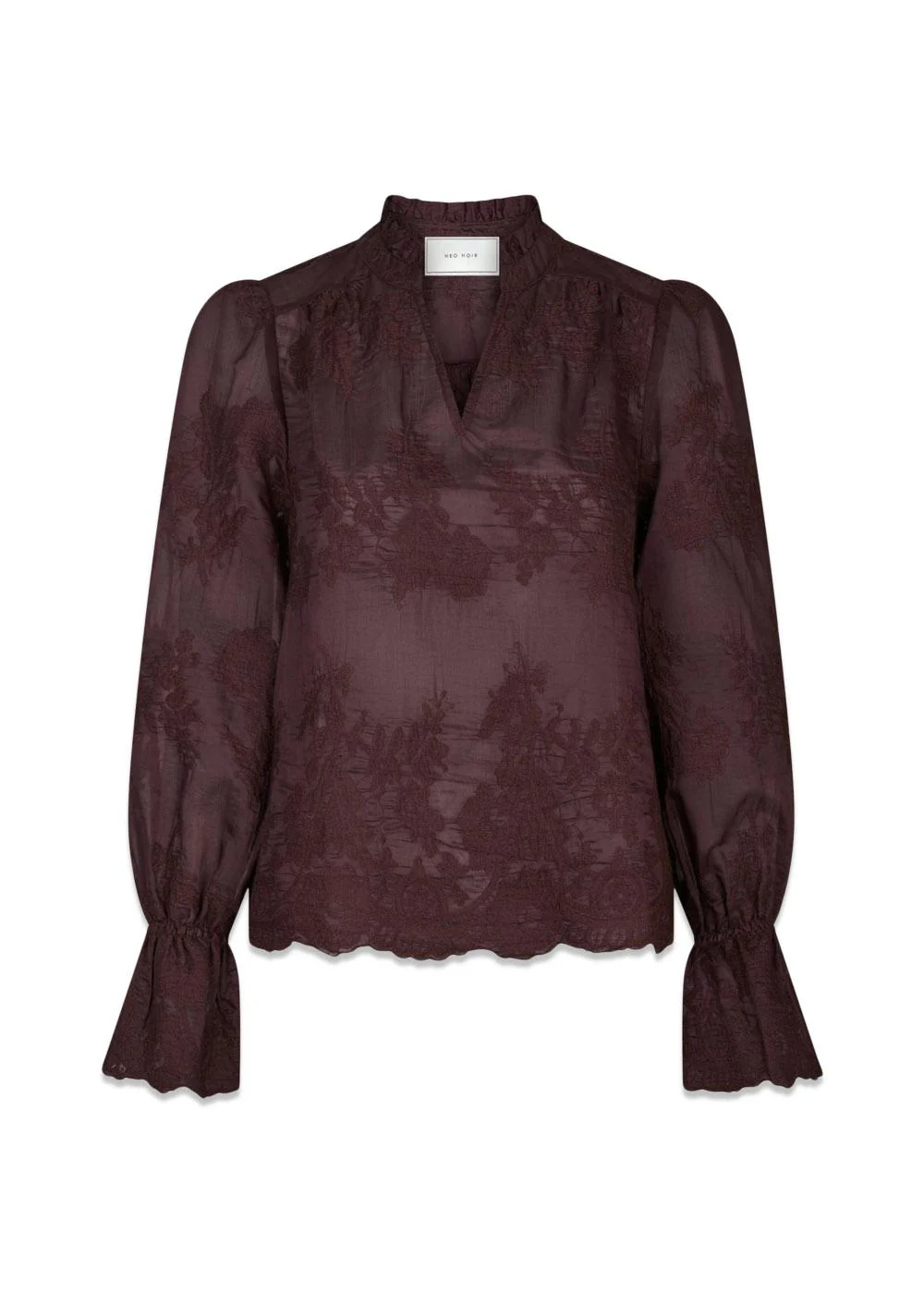 Amara Big Embroidery Blouse - Burgundy