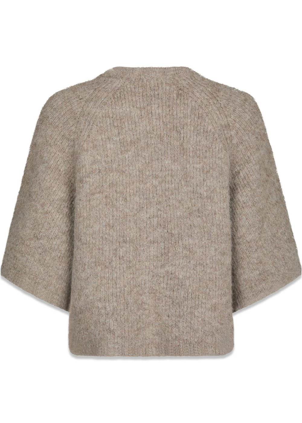 Amaya Fluffy Knit Cardigan - Beige Melange - Image 2