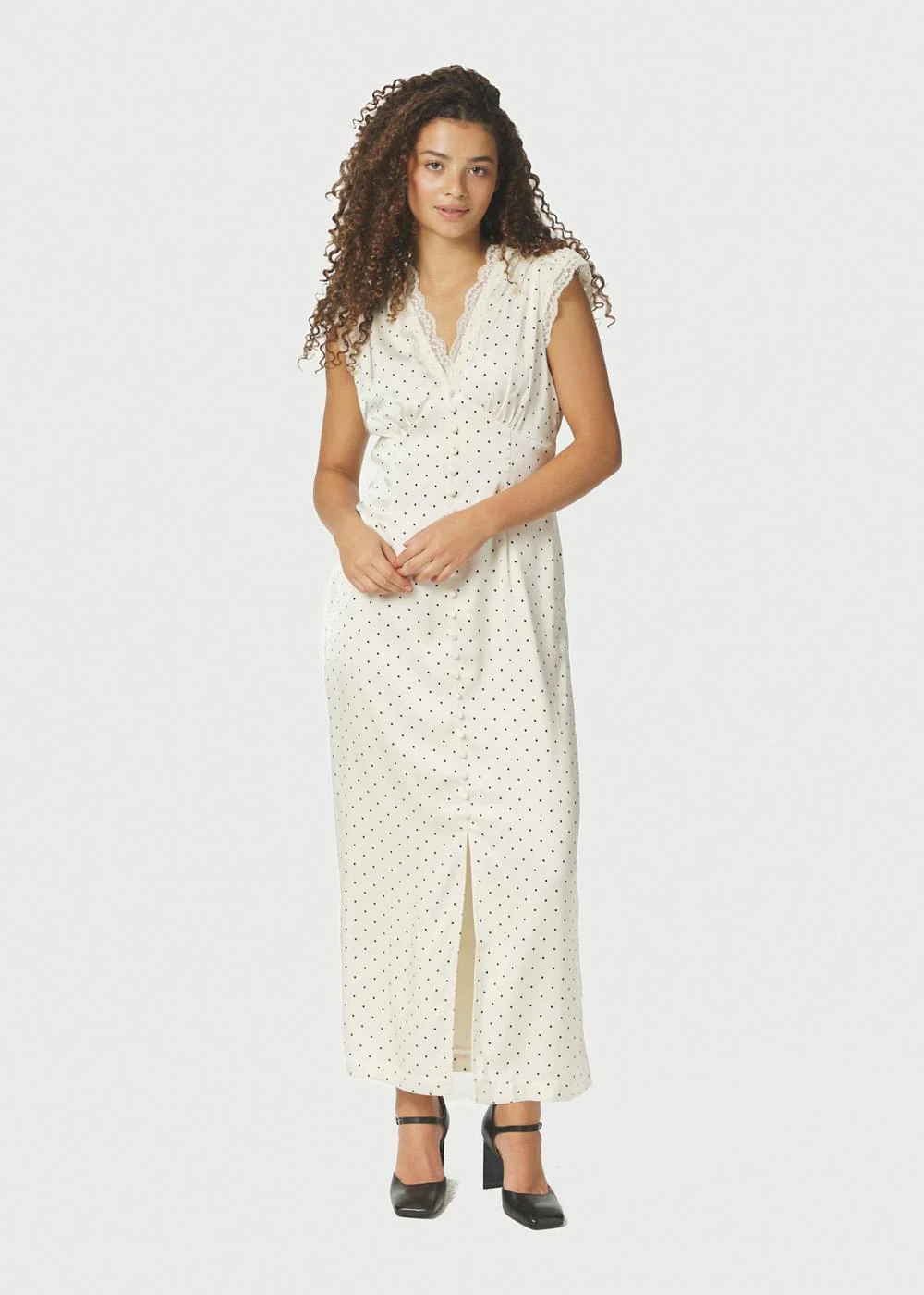 Aniella Dot Dress - Creme - Image 3
