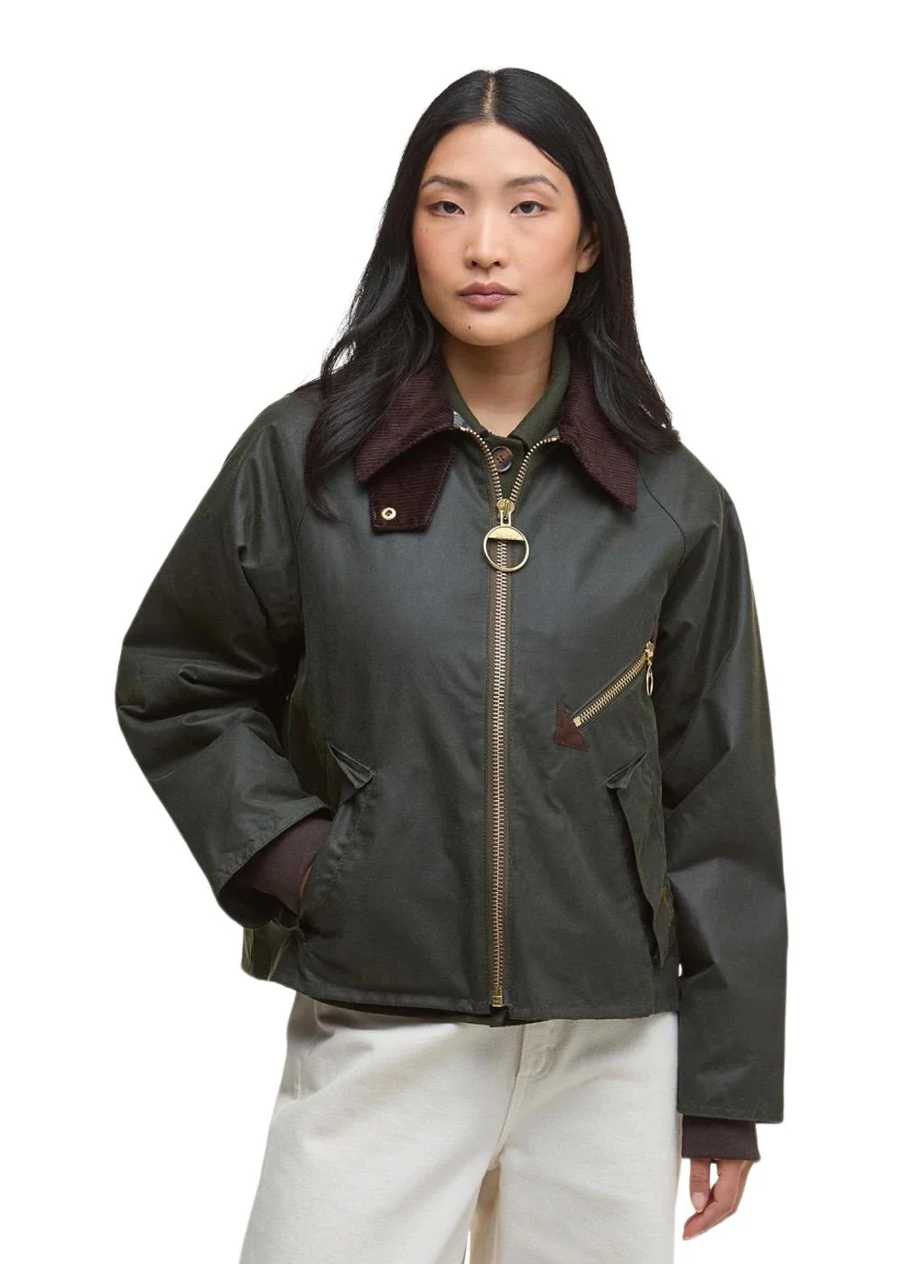 Barbour Arlene Wax Jacket - Fern/Ancient Tartan - Image 2