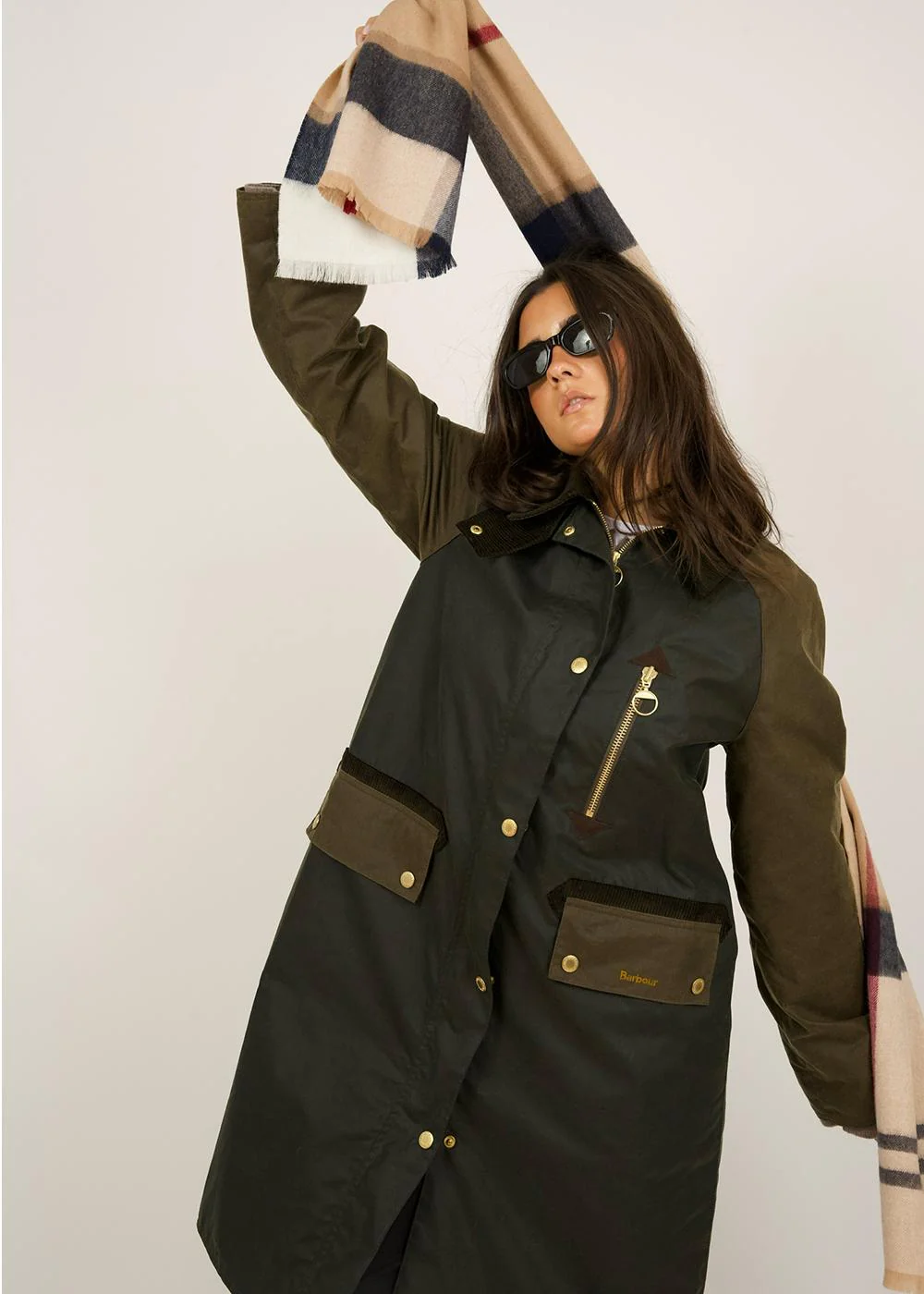 Barbour Evette Wax Jacket - Fern/Beech/Ancient Tartan - Image 3
