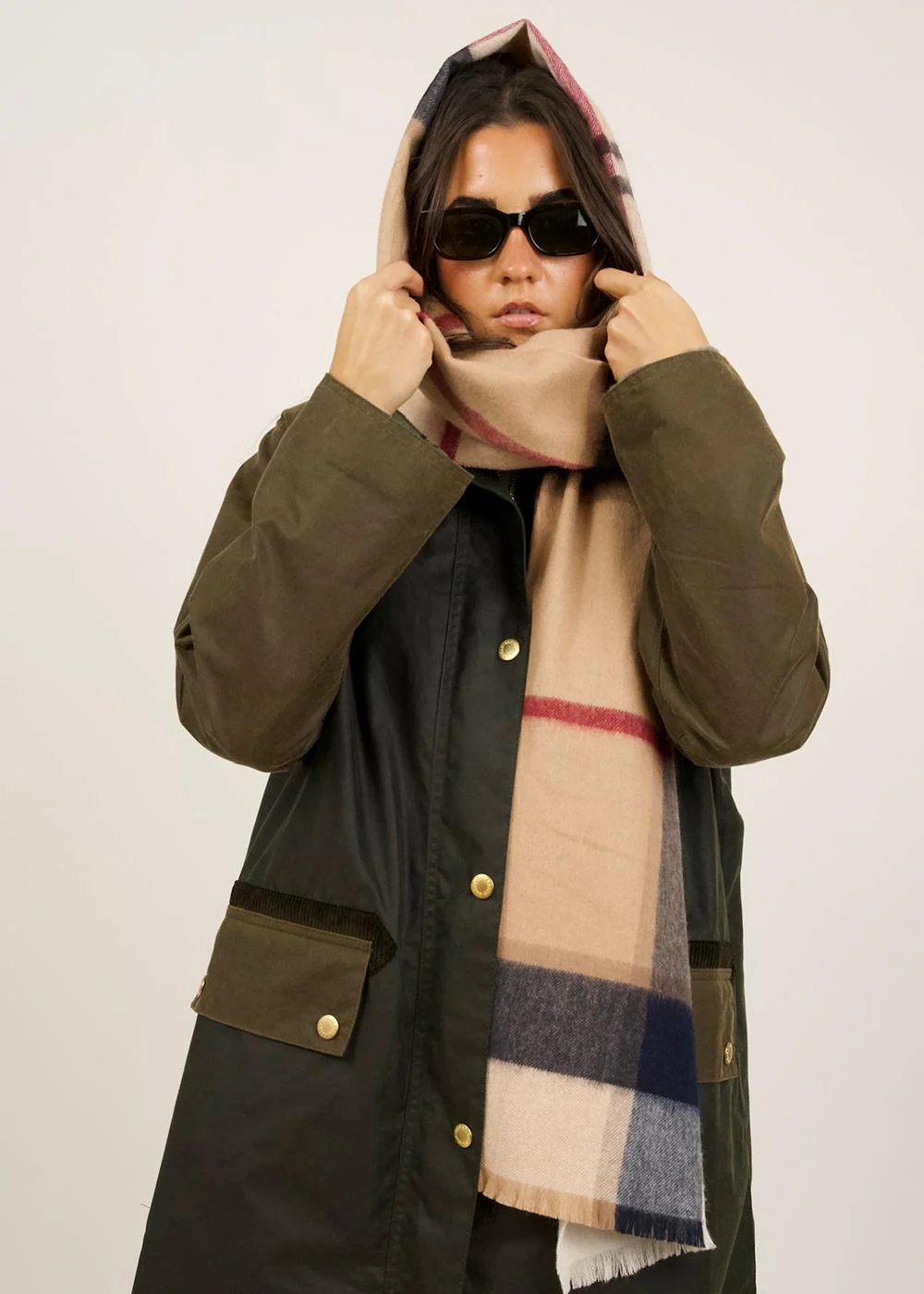 Barbour Rosefield Tartan Scarf - Hessian Tartan - Image 3