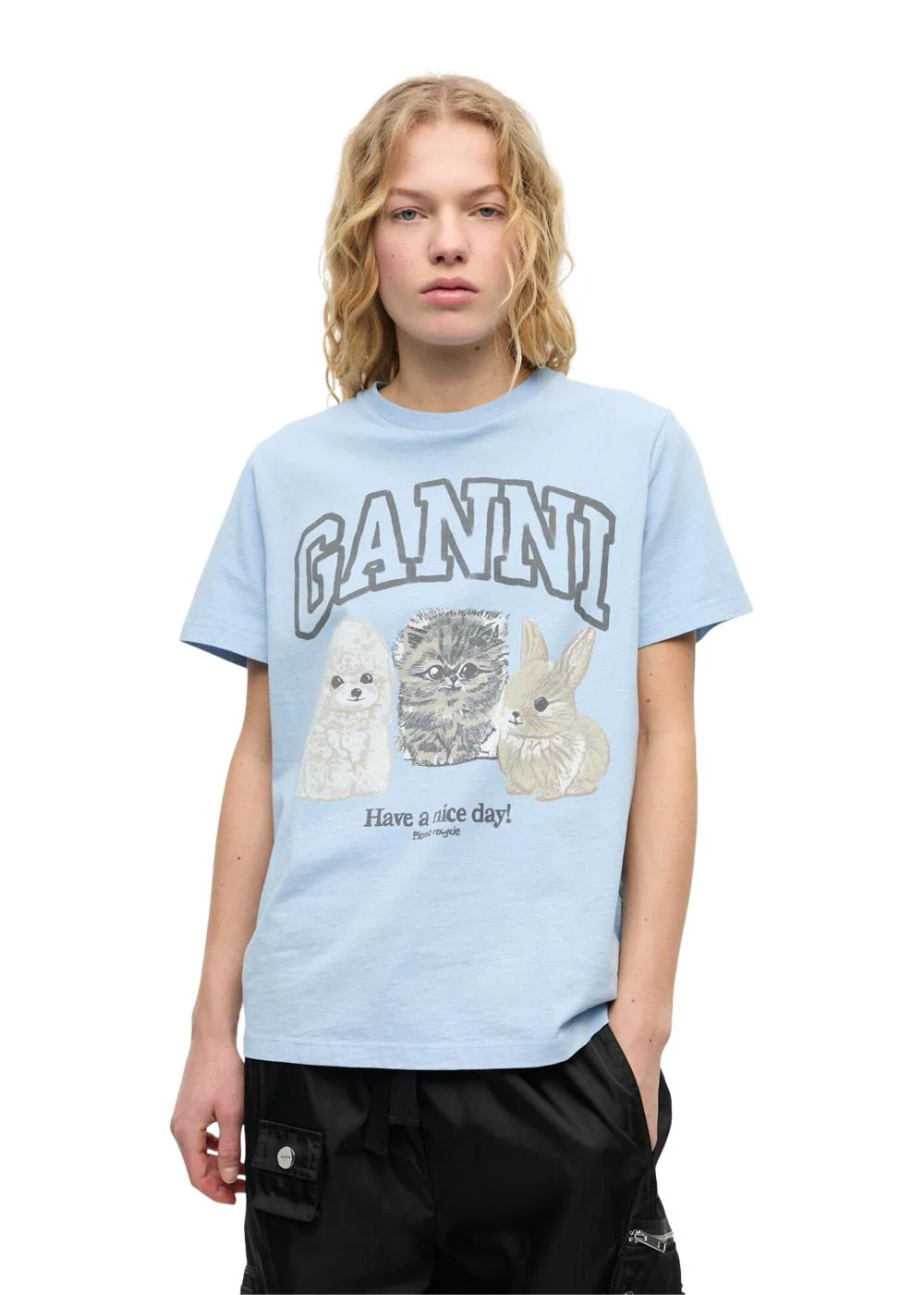 Basic Cotton Jersey Animals Relaxed T-shirt - Chambray Blue - Image 3