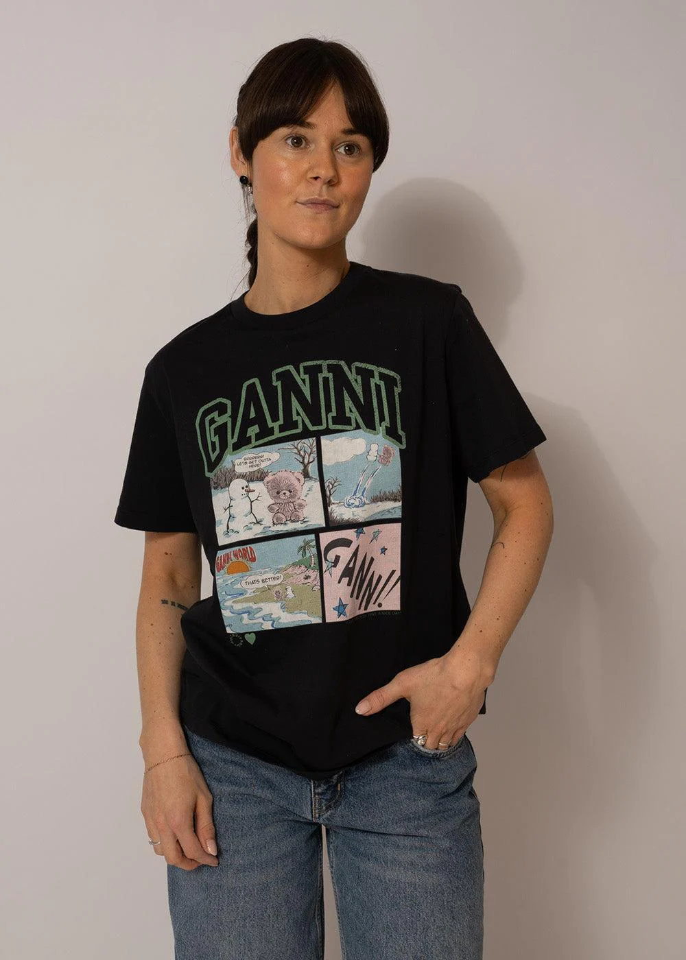 Basic Cotton Jersey Bear Comic Teddy - Phantom - Image 2