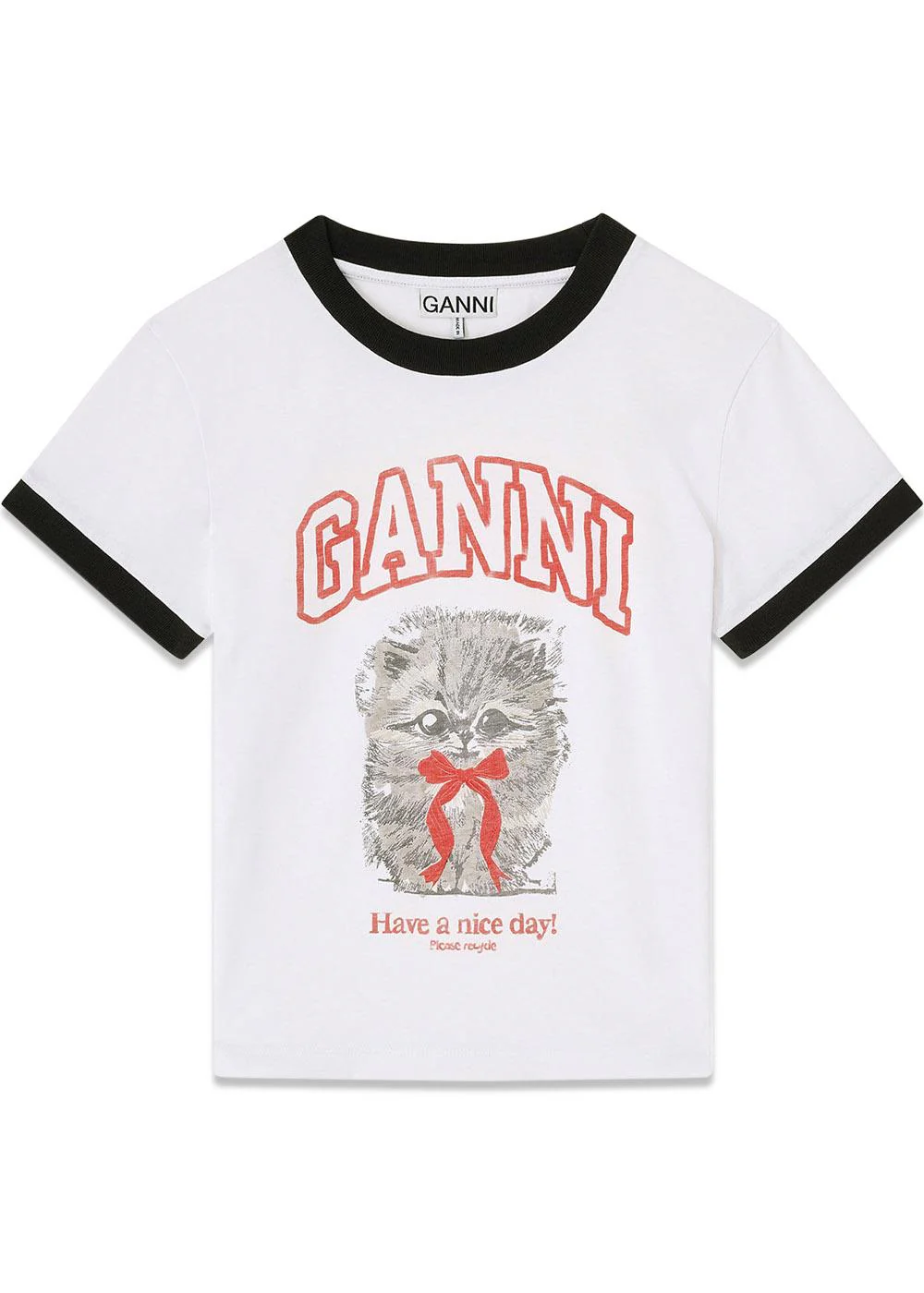 Basic Cotton Jersey Margot Kitty Print - Bright White