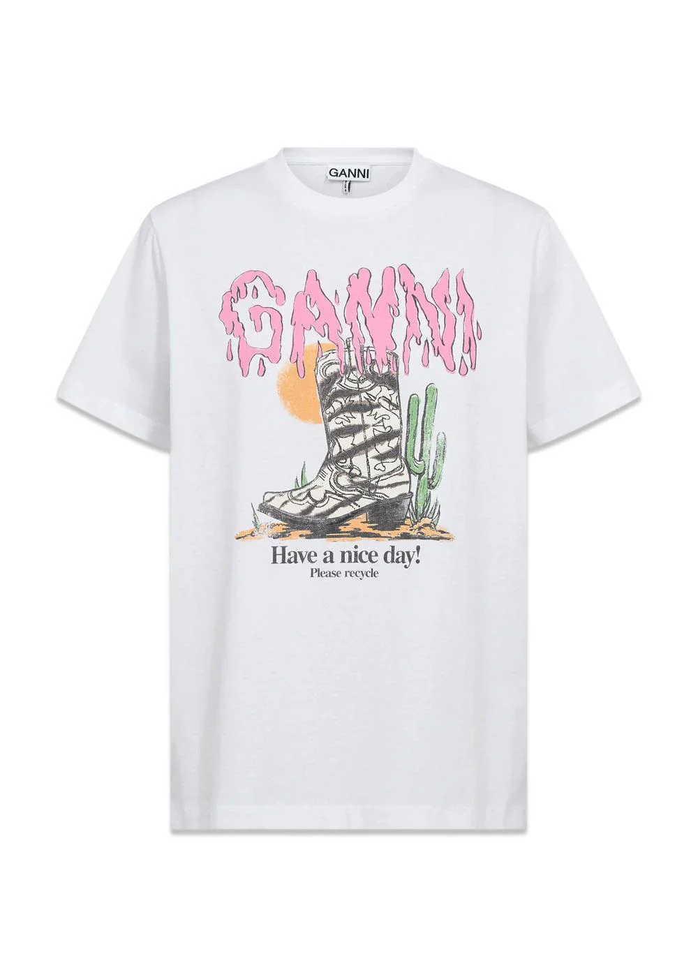 Basic cotton Western zebra
boot tee - Bright White