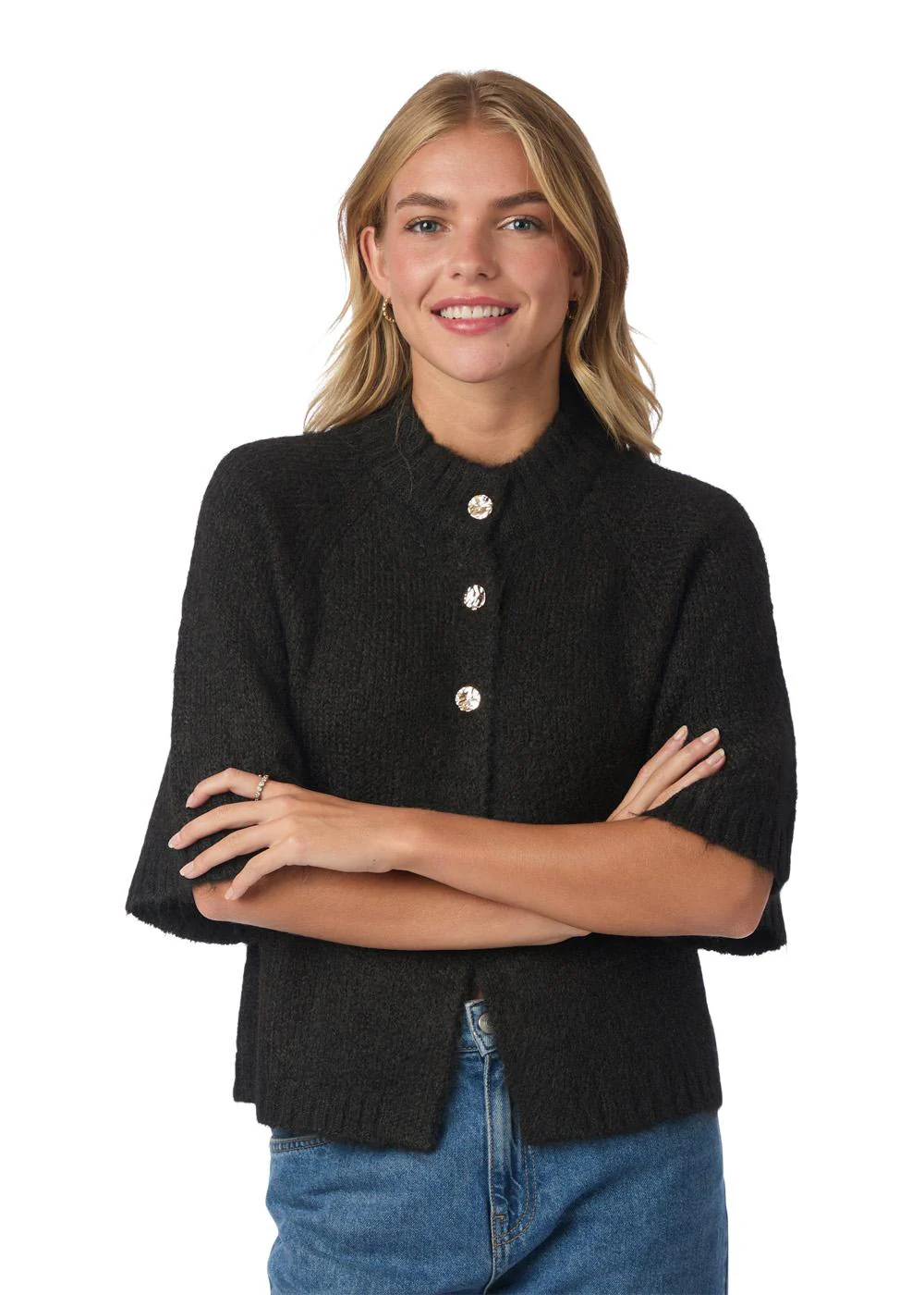 Benuta Fluffy Knit Cardigan - Dark Brown - Image 3