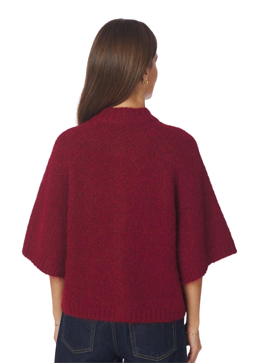 Benuta Fluffy Knit Cardigan - Dark Red - Image 6