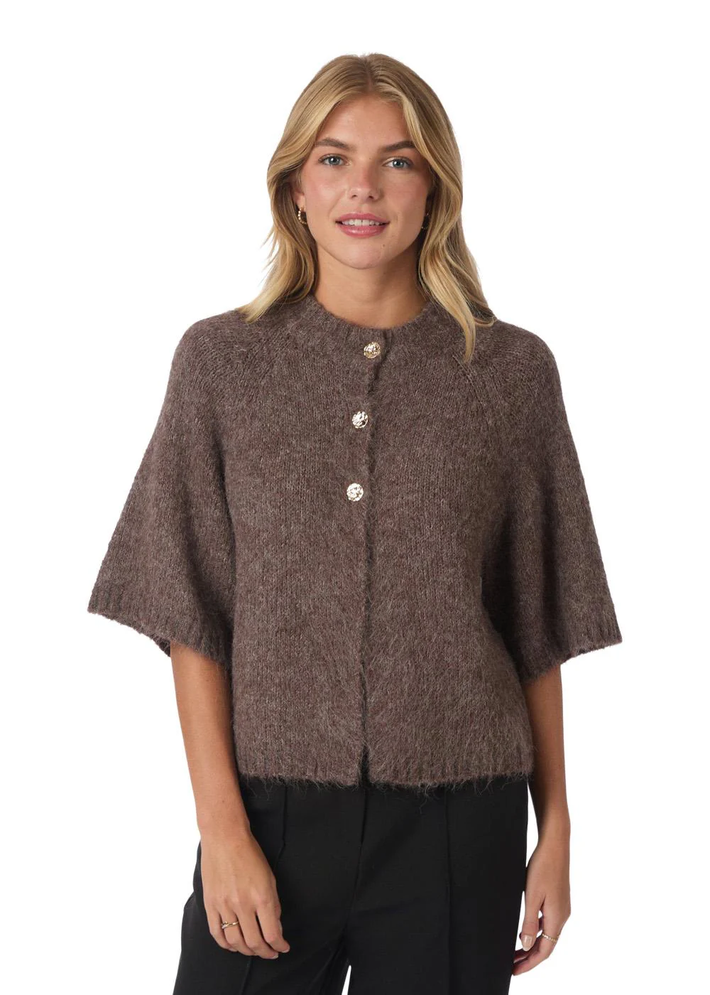 Benuta Fluffy Knit Cardigan - Light Brown - Image 3