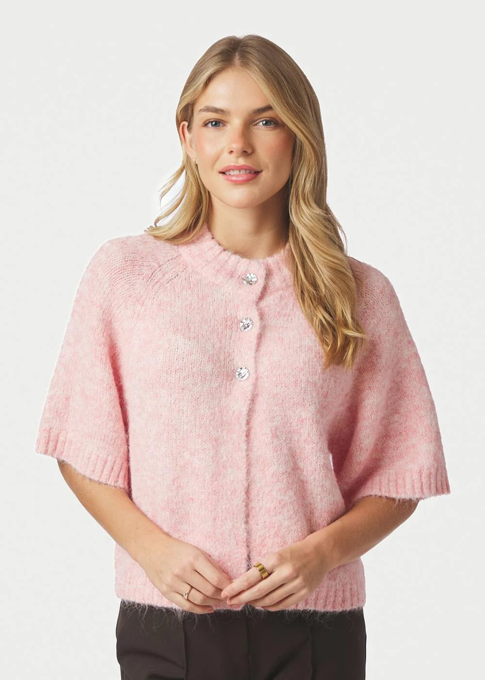 Benuta Fluffy Knit Cardigan - Light Pink - Image 3