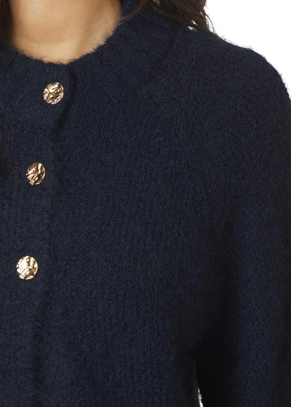 Benuta Fluffy Knit Cardigan - Navy - Image 5