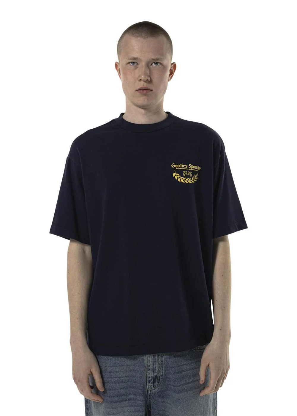 CAESAR NAVY TEE - Blue/Mustard - Image 3