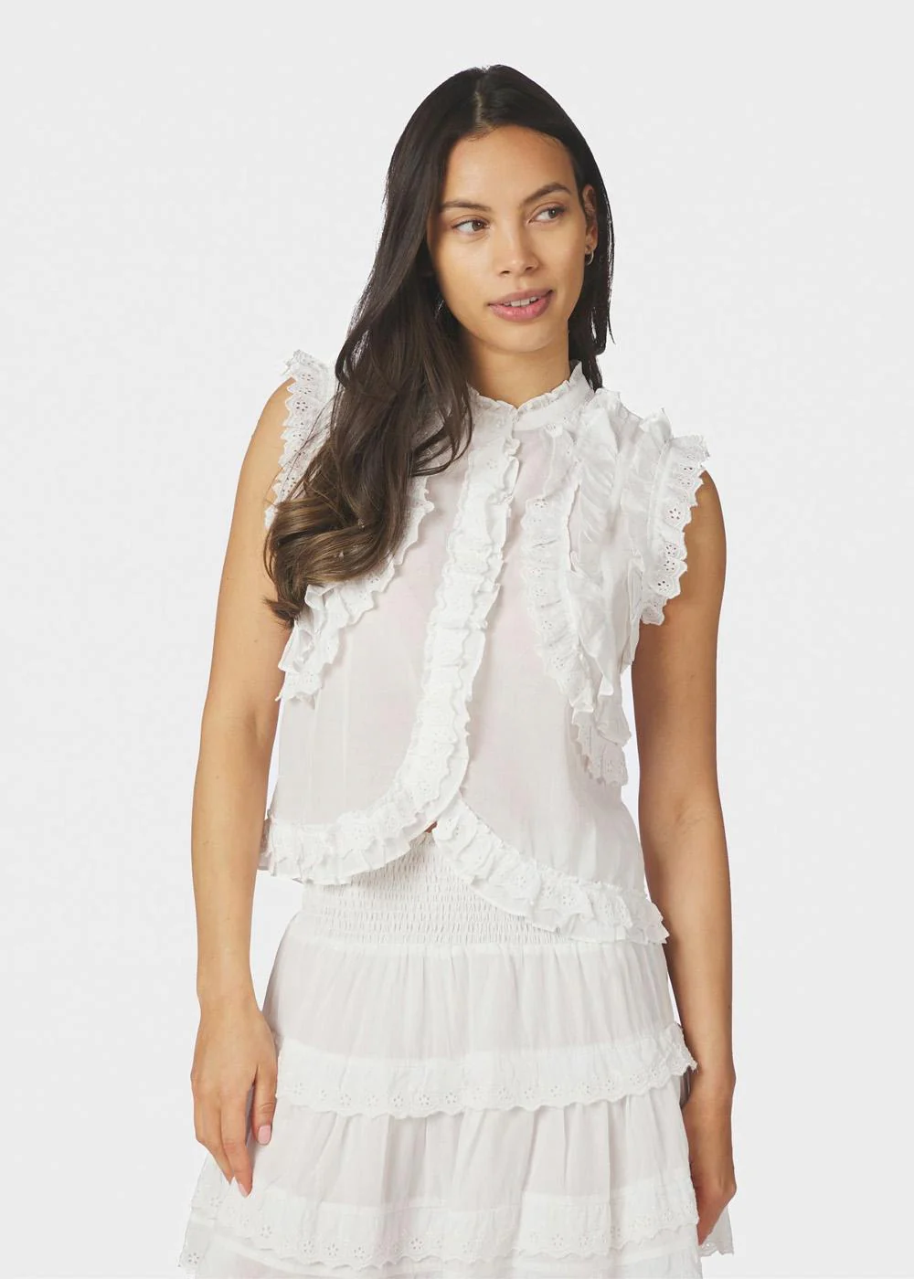 Celia Ruffle Top - White - Image 3