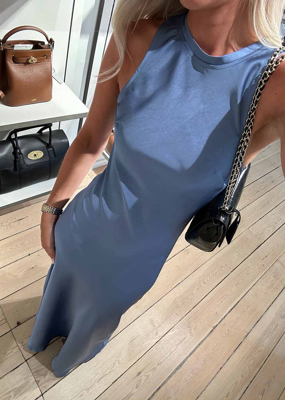 Celinie Heavy Sateen Dress - Smoke Blue - Image 10