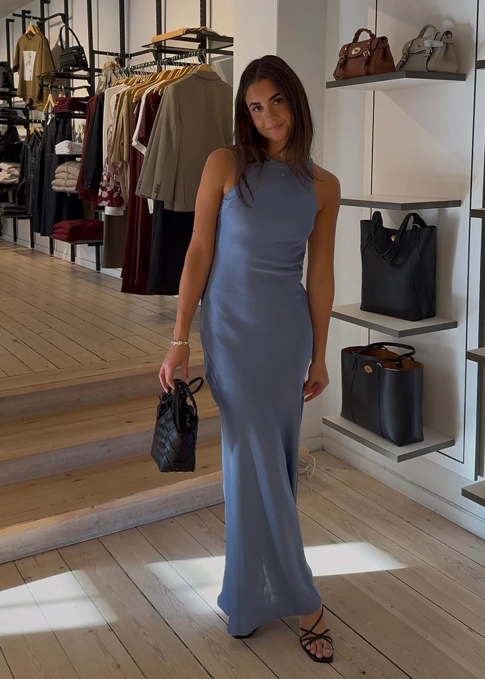 Celinie Heavy Sateen Dress - Smoke Blue - Image 2