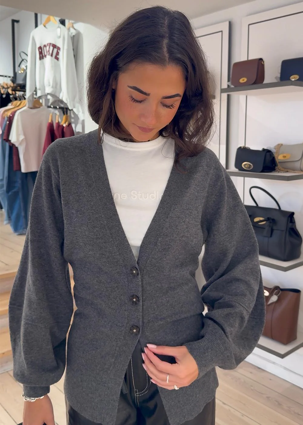Como Sleeve Cardigan - Grey Melange - Image 2