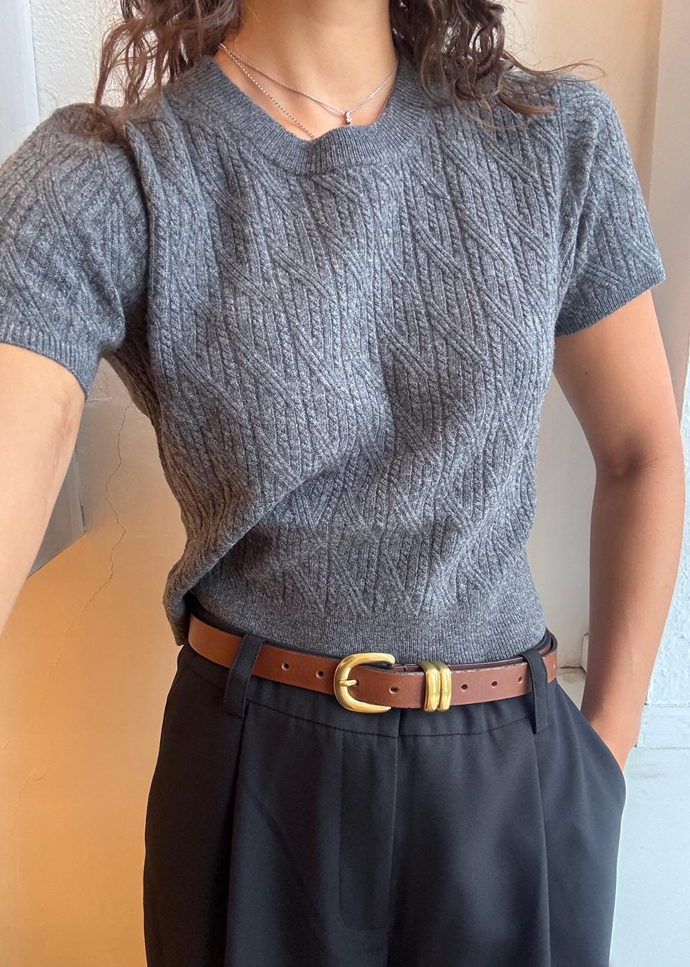 Como Tee mini Rib - Grey Melange - Image 4