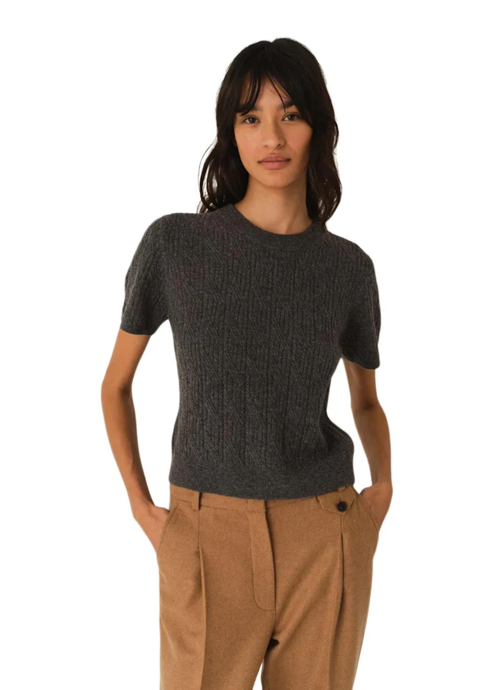Como Tee mini Rib - Grey Melange - Image 5
